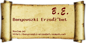 Benyovszki Erzsébet névjegykártya
